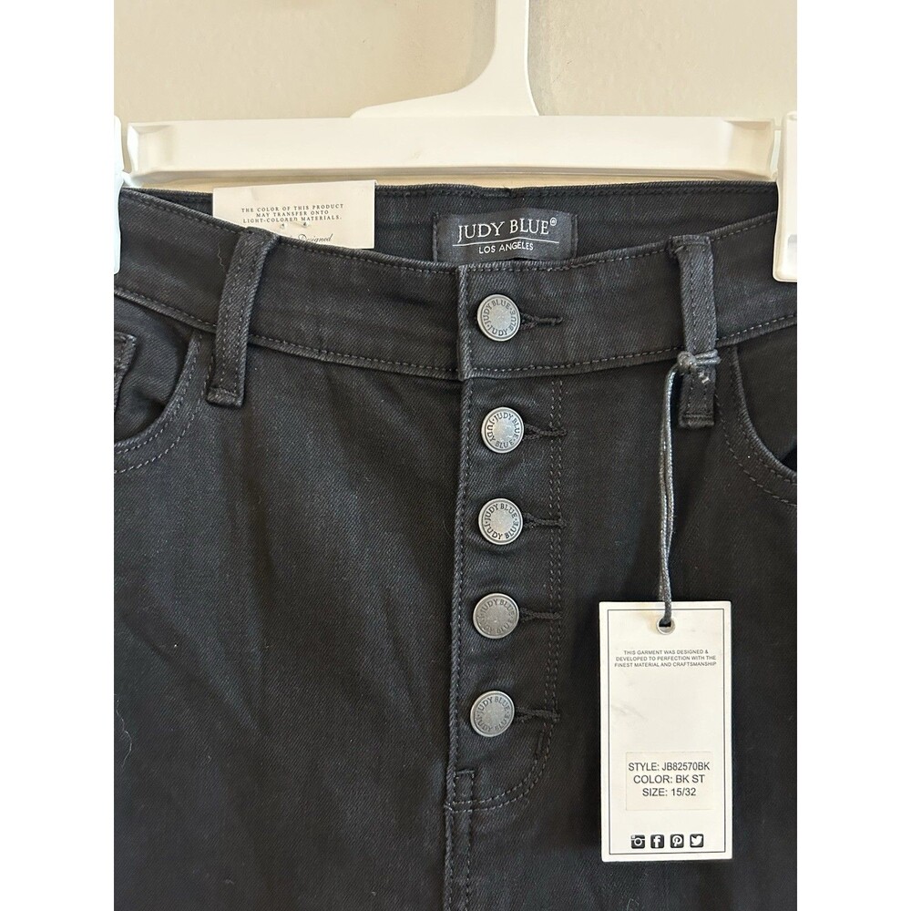 NEW! Judy Blue Black Button Fly Boot Cut High Rise Stretch Denim Jeans Sz 15/32 - Picture 3 of 7